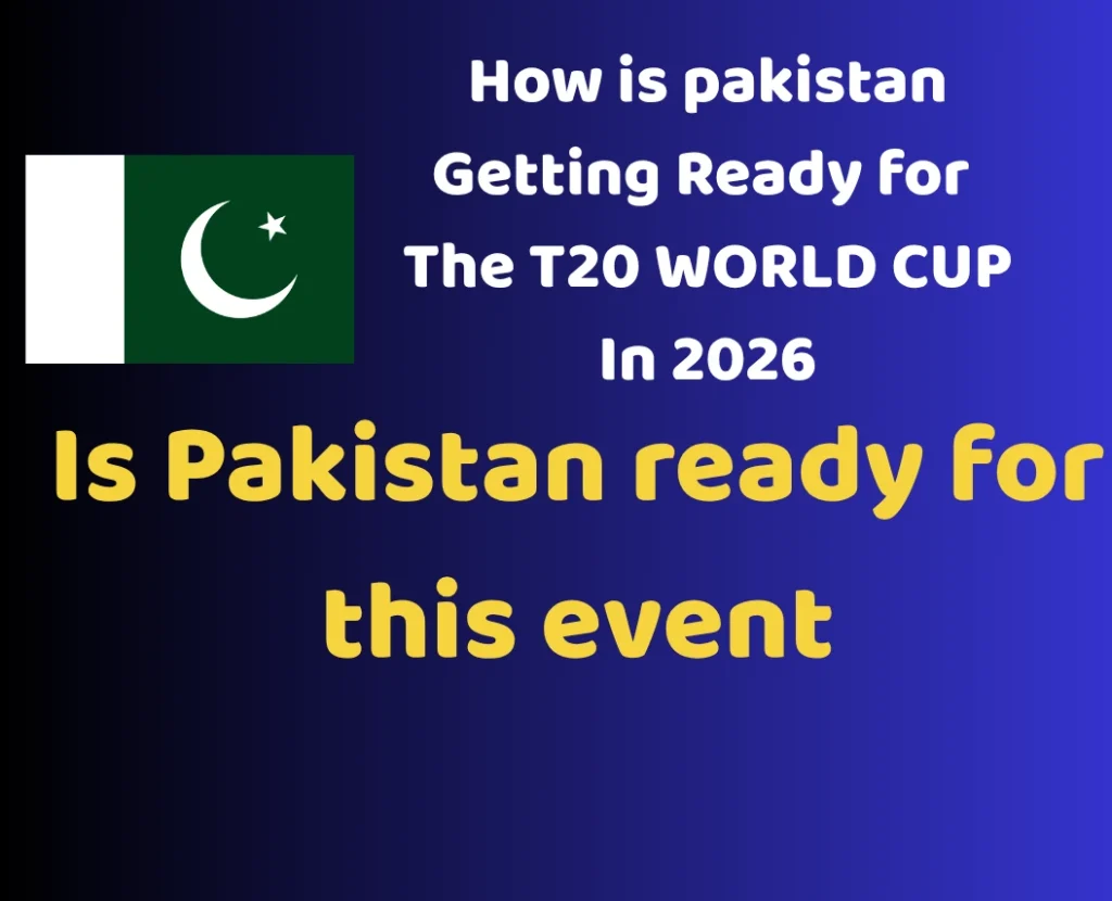 Graphic design image with Pakistan flag and bold text asking how Pakistan is preparing for the 2026 T20 World Cup.